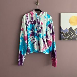 Forever 21 Crop Tie Dye Hoodie